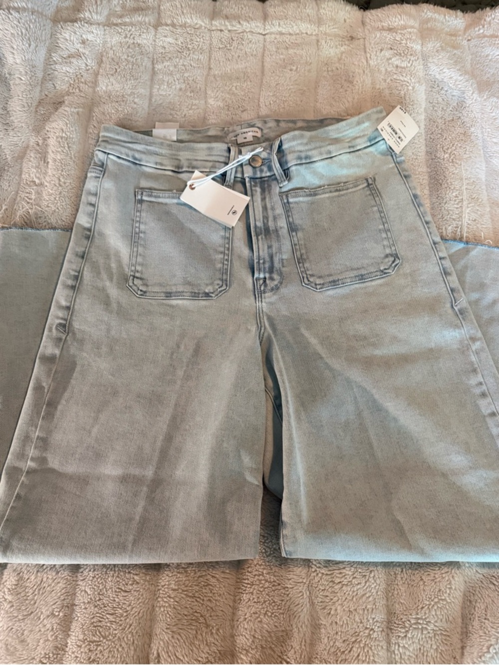 Good American Good Waist Cropped Pallazo Jeans Size 15 NWT $189 MSRP